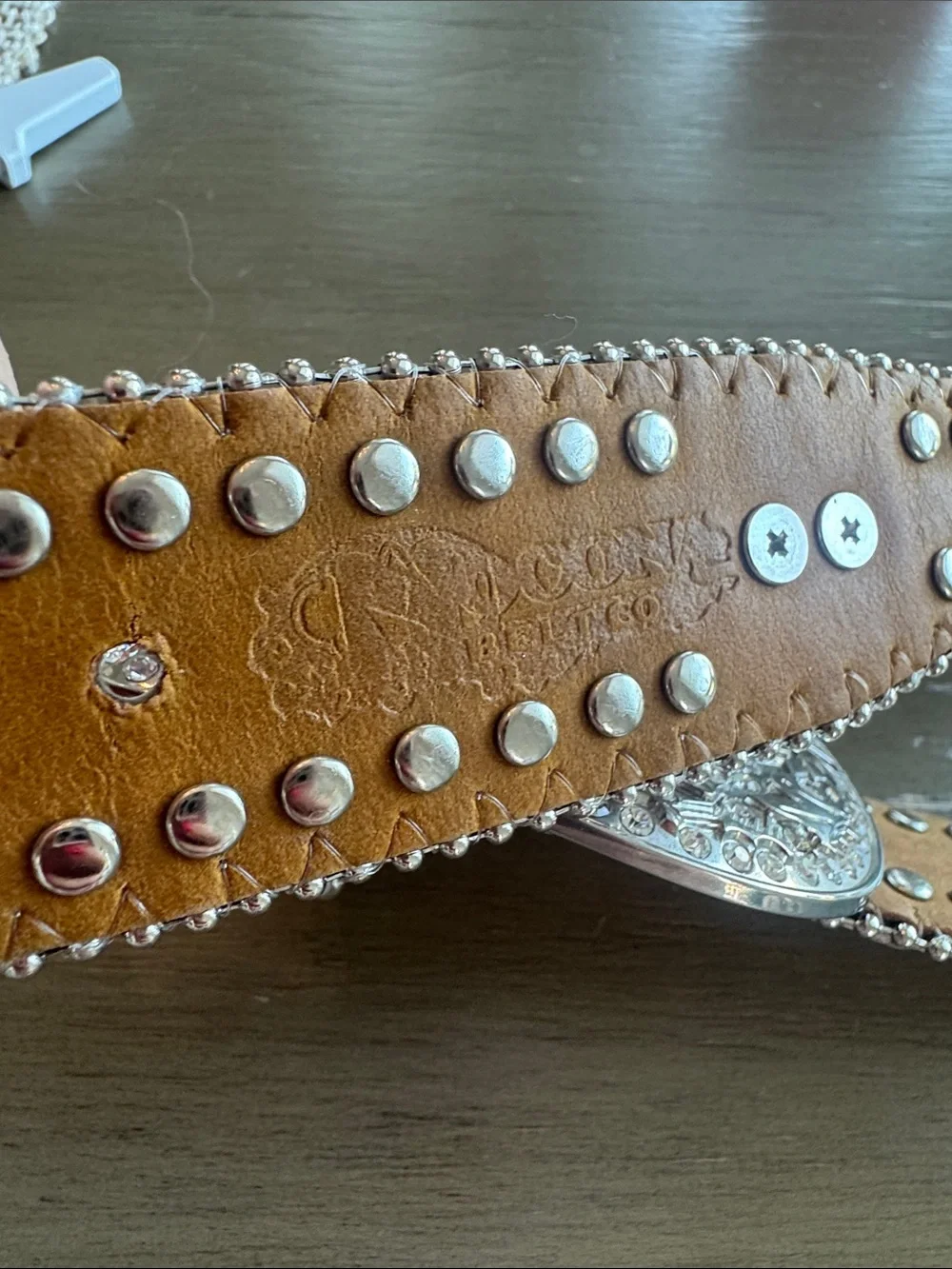 NOCONA pink alligator western cowgirl belt sparkling rhinestone studs Size XS/S